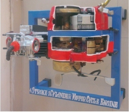 4 STROKE 1 CYLINDER PETROL ENGINE MANUAL DRIVEN - Electrical Trainer Kit by Lovosis Technology