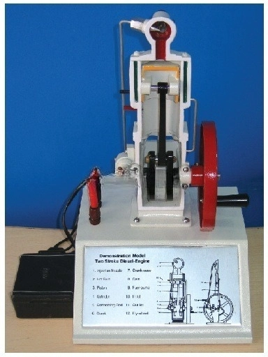 2 STROKE DIESEL ENGINE SECTIONAL WORKING MODEL - Electrical Trainer Kit by Lovosis Technology